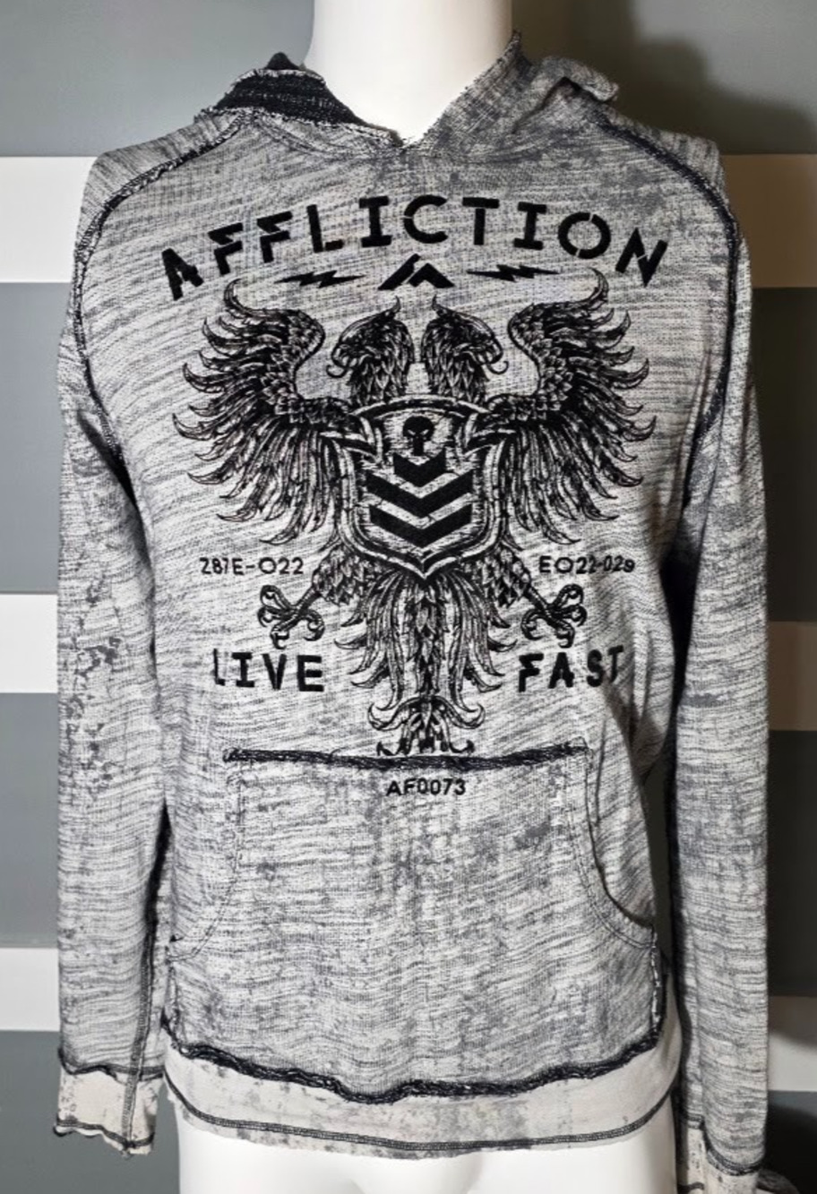 Affliction Y2K Cyber2K Reversible Hoodie Men's Size Medium Vintage 2000s